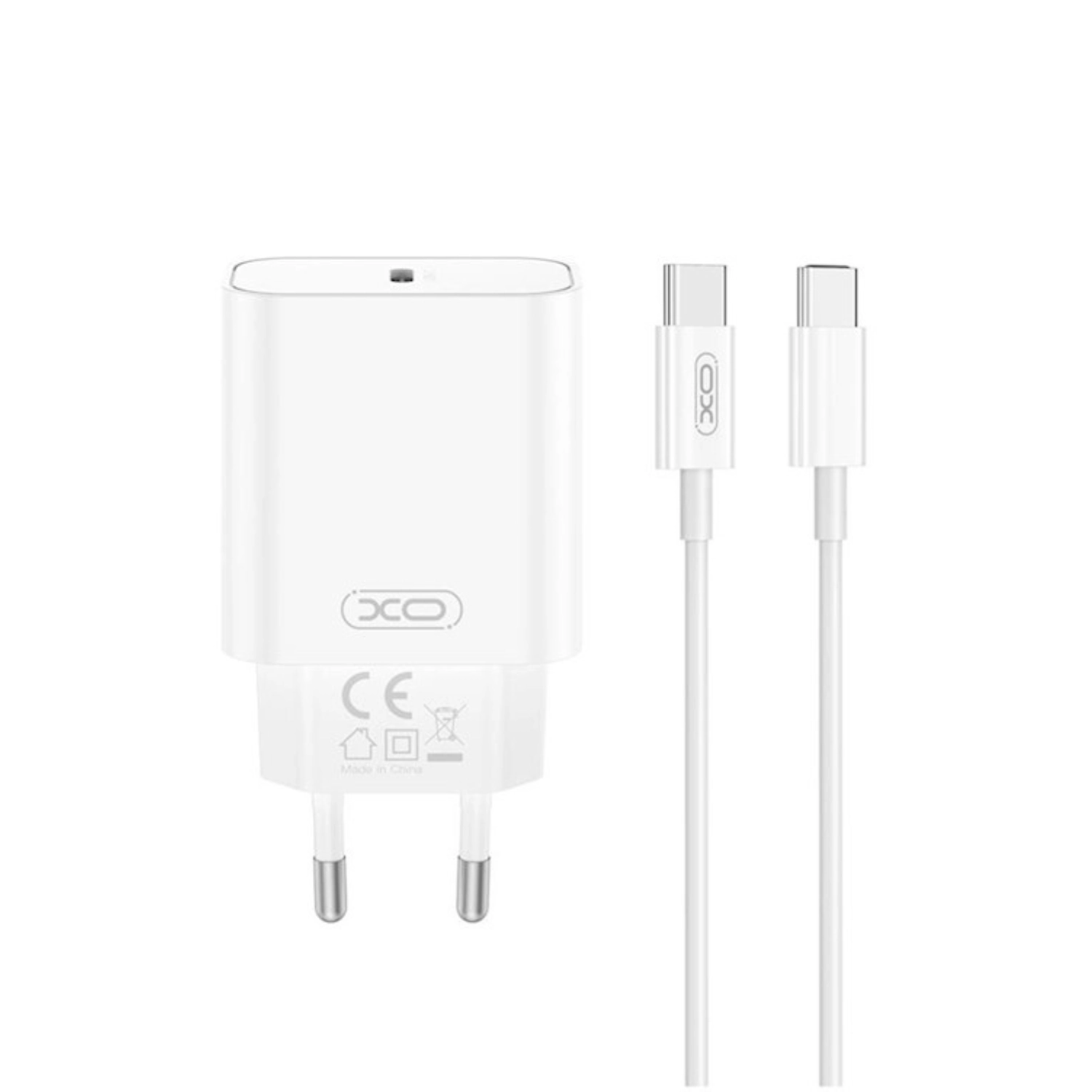 Ładowarka sieciowa XO CE32 USB-C 20W Biały + Kabel USB-C do USB-C