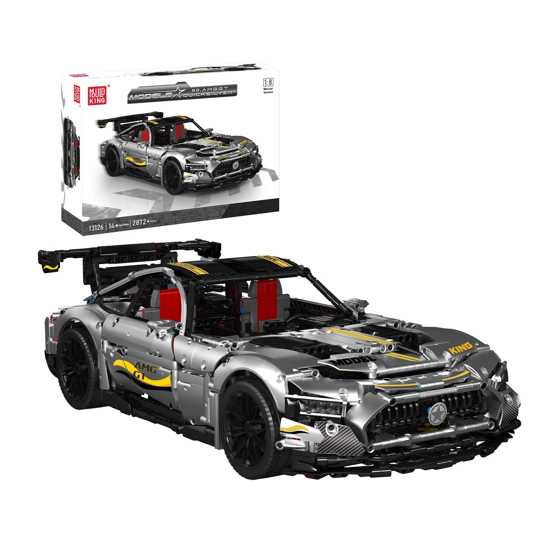 Model do składania Mould King 13126 AMG GT Quicksilver Zestaw klocków z 2872 elementów