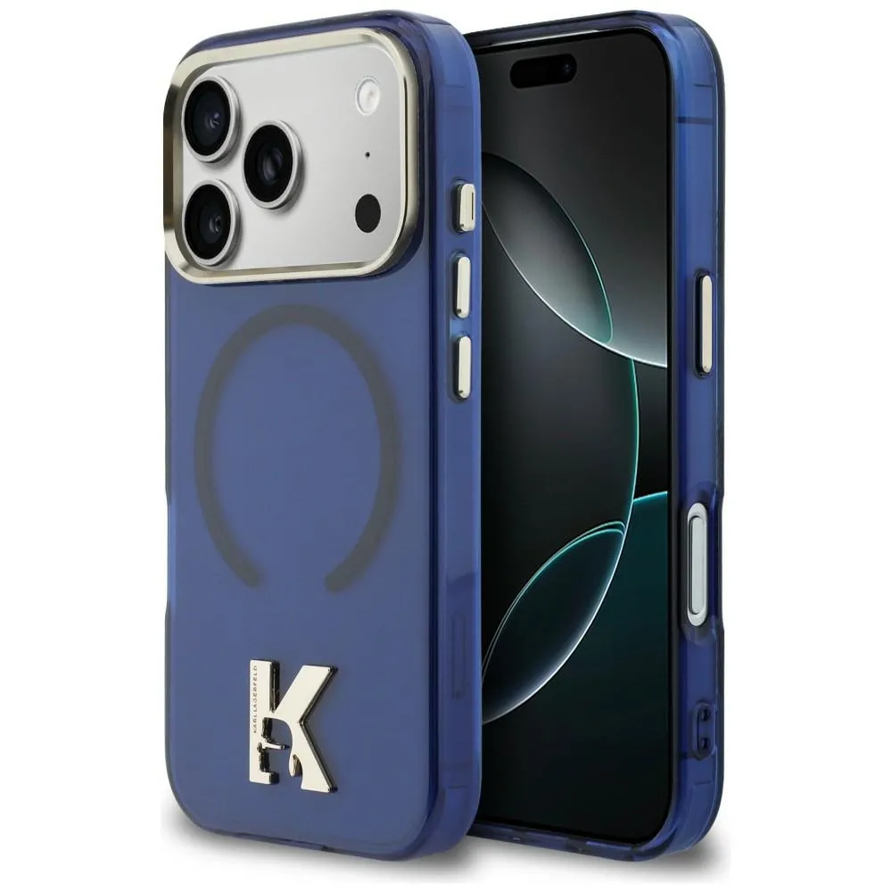 Etui Karl Lagerfeld IML K Head Logo MagSafe do iPhone 17 Pro Niebieski