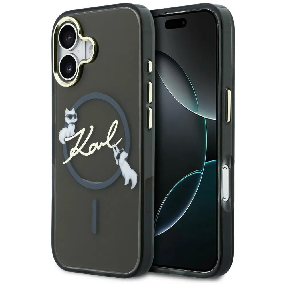 Etui Karl Lagerfeld IML Choupettes Karl Script Logo MagSafe do iPhone 17 Czarny