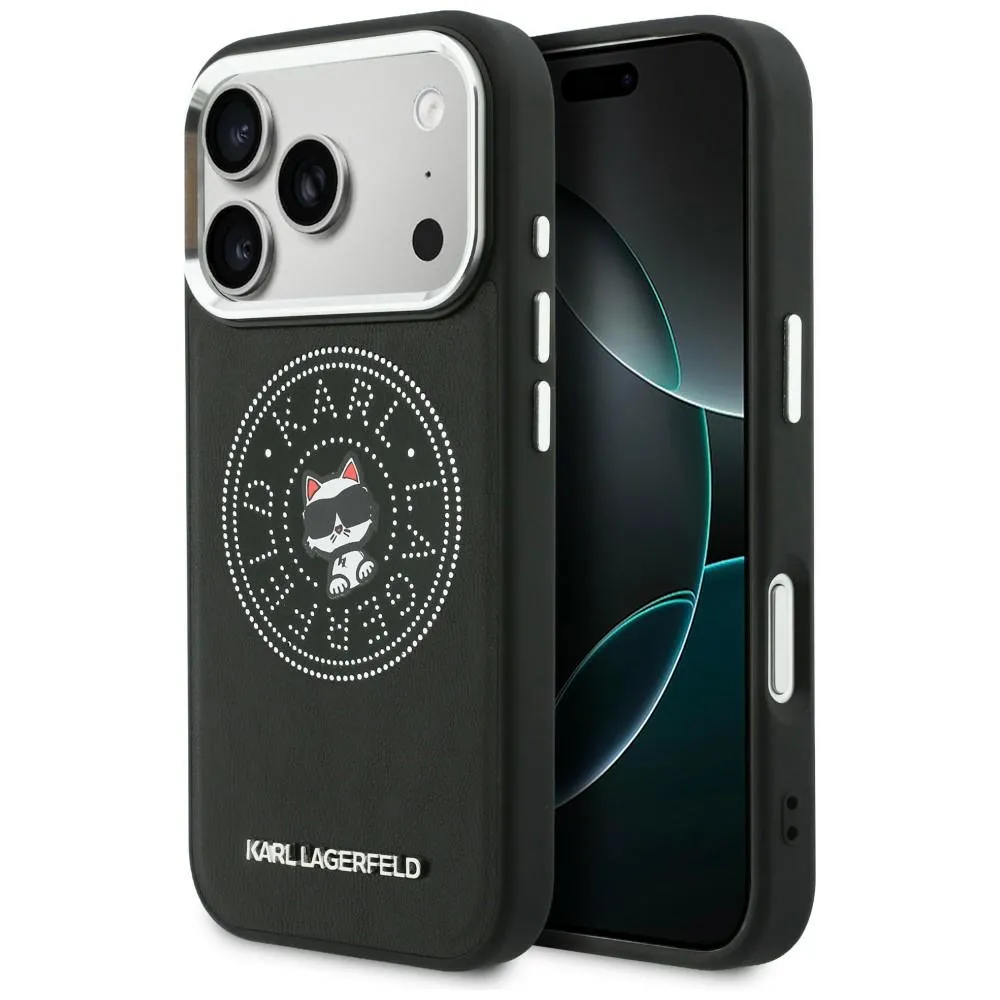 Etui Karl Lagerfeld Point & Choupette Sketch MagSafe do iPhone 17 Pro Czarny