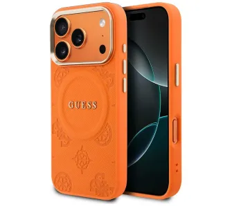 Etui Guess Peony Hot Stamp MagSafe do iPhone 17 Pro Pomarańczowy