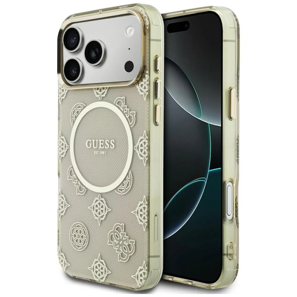 Etui Guess IML Peony Dot MagSafe do iPhone 17 Pro Max Beżowy