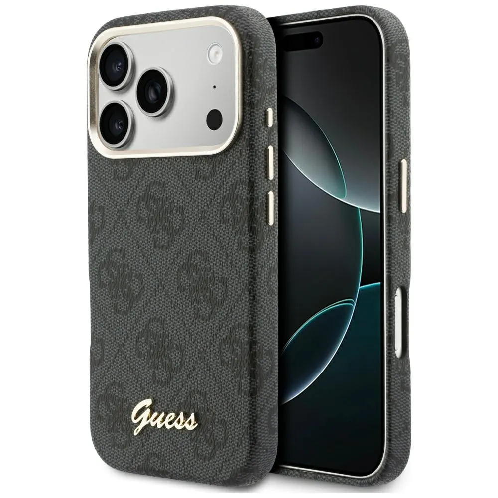 Etui Guess 4G Script MagSafe do iPhone 17 Pro Max Czarny
