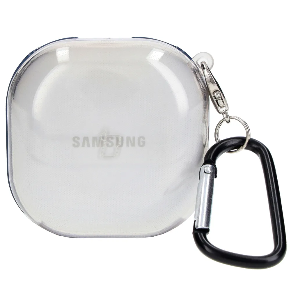 Etui na słuchawki Bizon Case Headphone Clear do Samsung Galaxy Buds Live / Pro / Buds2 / Buds2 Pro Przeźroczysty-Czarny