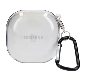 Etui na słuchawki Bizon Case Headphone Clear do Samsung Galaxy Buds Live / Pro / Buds2 / Buds2 Pro Przeźroczysty-Czarny