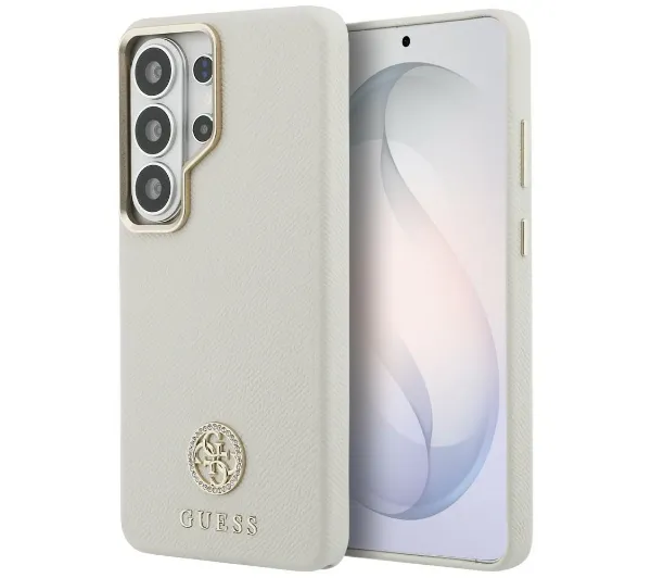 Guess Rhinestone Round Logo MagSafe do Galaxy S26 Ultra Beżowy