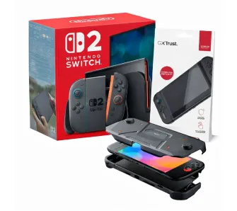 Konsola Nintendo Switch 2 Joy-Con Czarny + Szkło Trust GXT 1254 + Etui Yaxo Nomad Techno