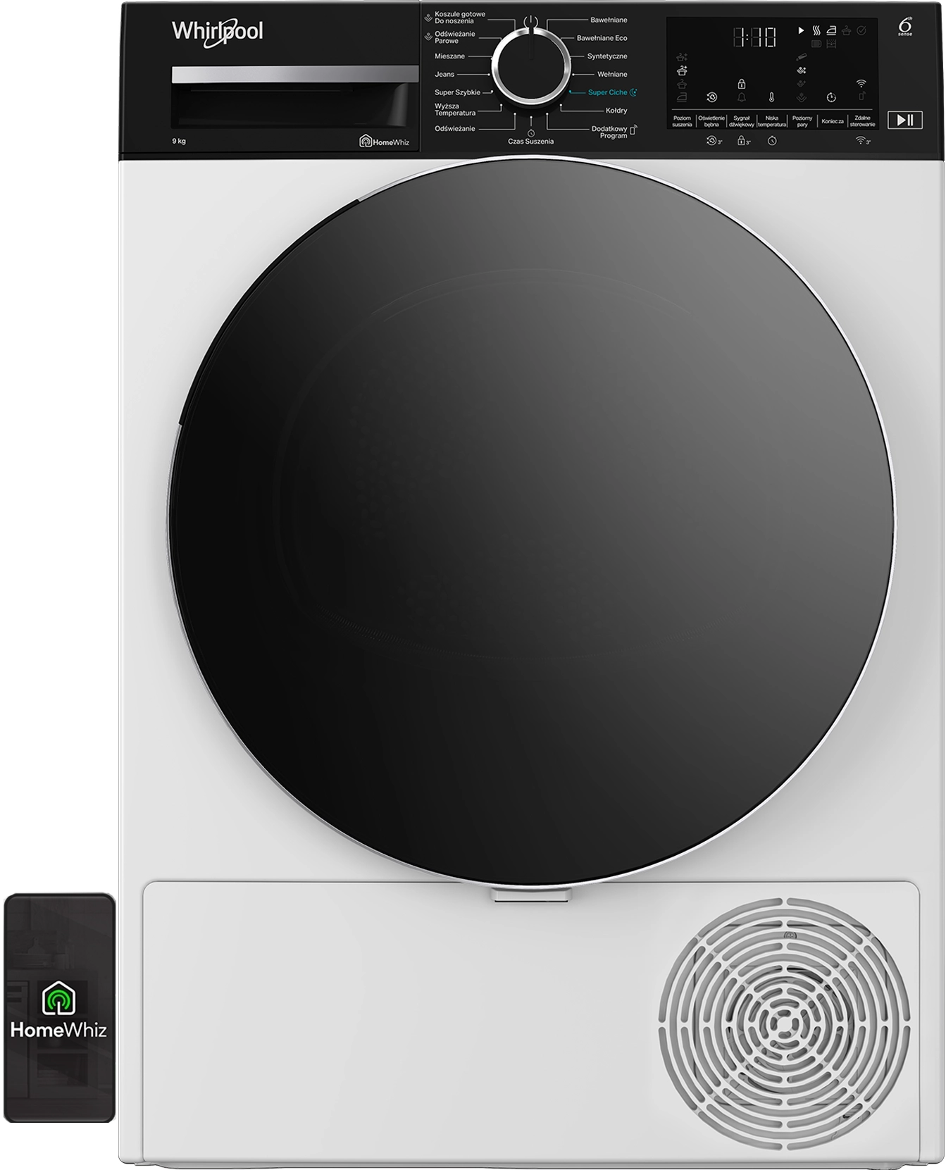 Suszarka Whirlpool MXWD95MWBRPL Funkcje AI  AdaptiveDry 58,6cm 9kg Zdalne sterowanie