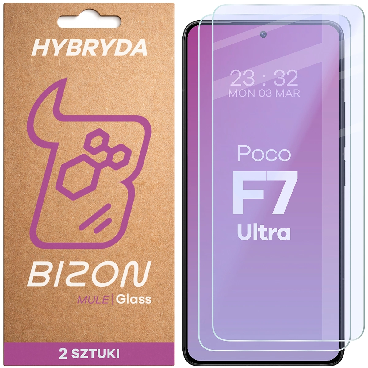 Szkło hybrydowe Bizon elastyczne Glass Mule Duo do Xiaomi POCO F7 Ultra 2 sztuki