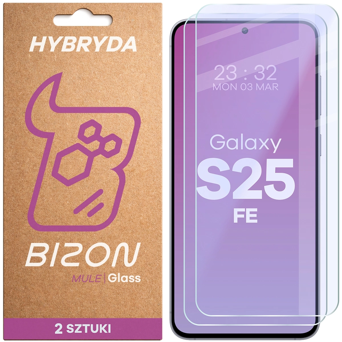 Szkło hybrydowe Bizon elastyczne Glass Mule Duo do Galaxy S25 FE 2 sztuki