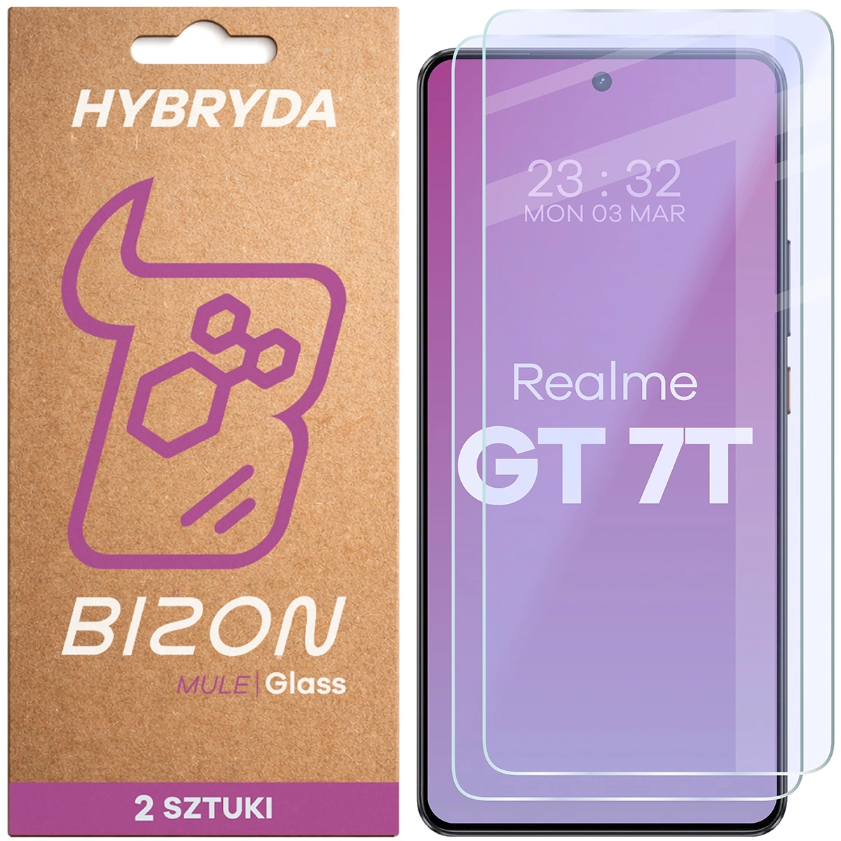 Szkło hybrydowe Bizon Glass Mule Duo do Realme GT 7T 2 sztuki