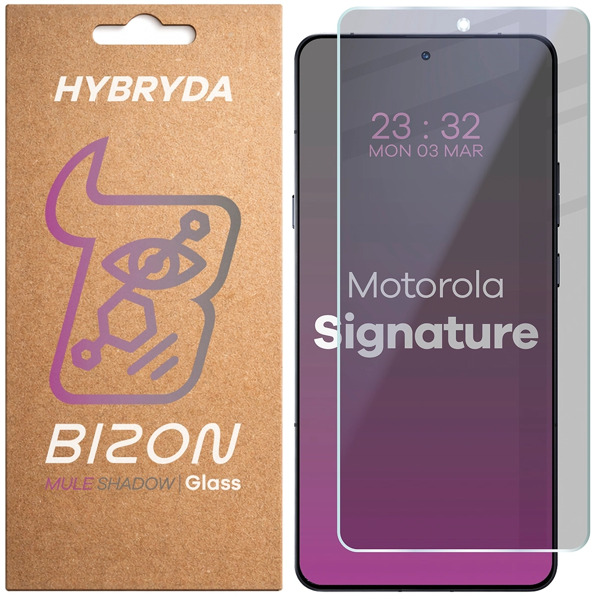 Szkło hybrydowe Bizon prywatyzujące Glass Mule Shadow do Motorola Signature