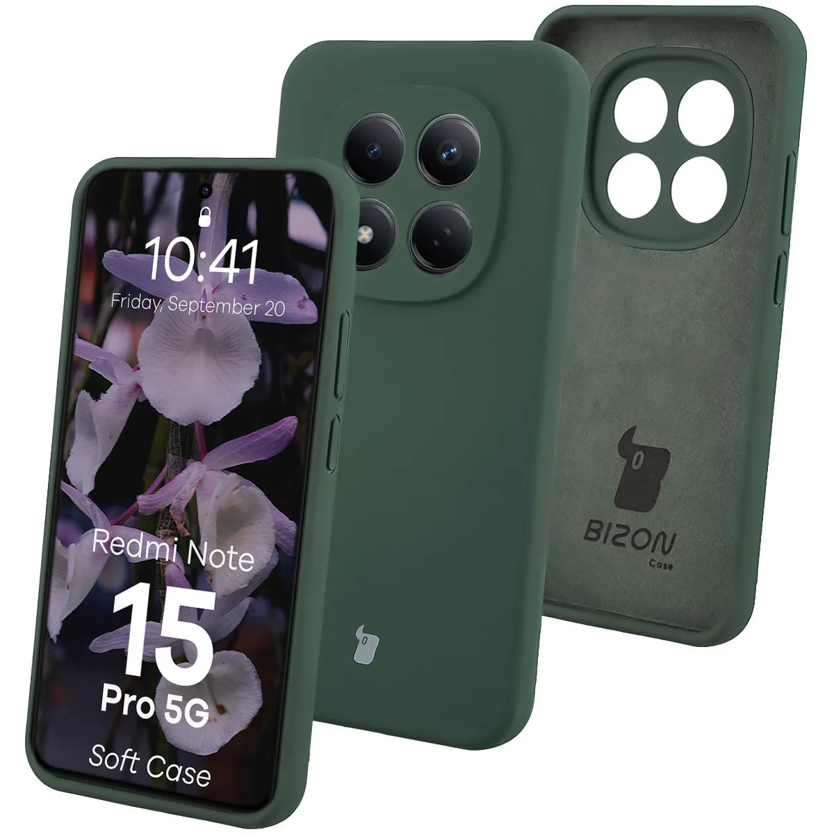 Etui Bizon Soft do Xiaomi Redmi Note 15 Pro 5G Ciemnozielony