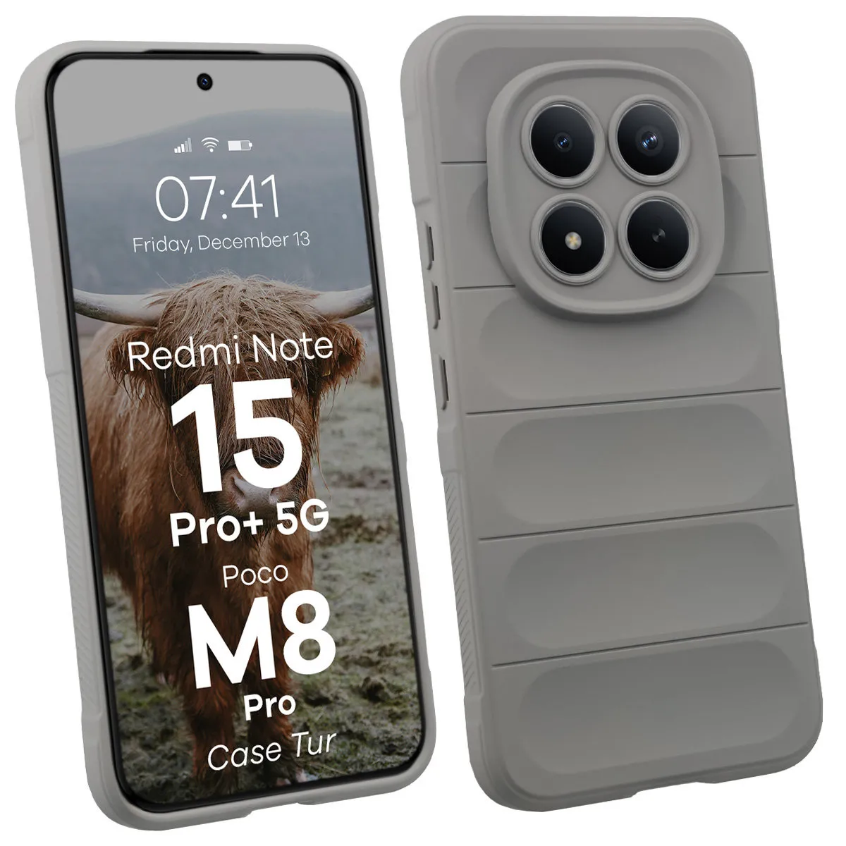 Etui Bizon Tur do Xiaomi Redmi Note 15 Pro Plus 5G / POCO M8 Pro 5G Jasnoszary