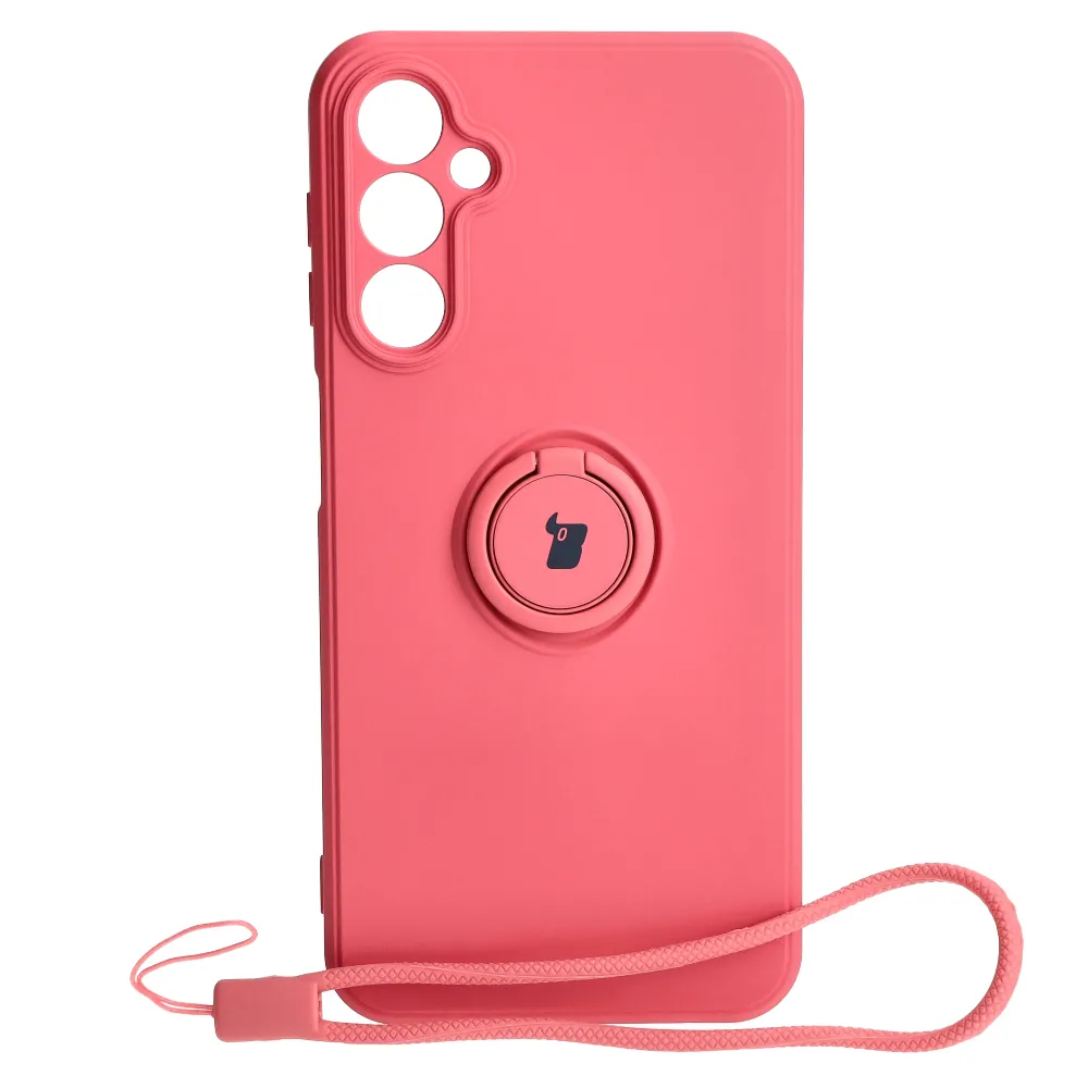 Etui Bizon Silicone Ring Sq do Galaxy A24 4G Różowo-Czerwony