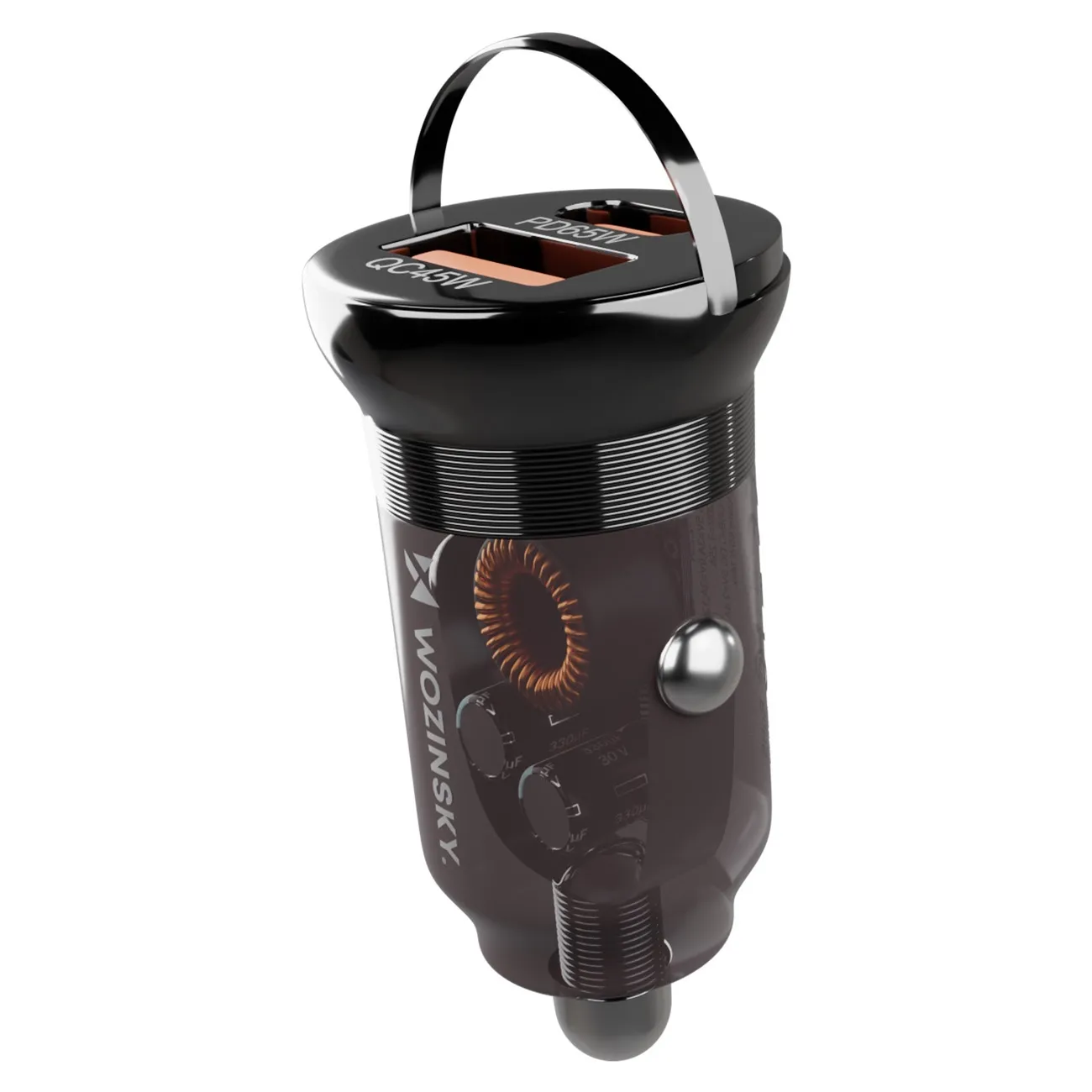 Ładowarka samochodowa Wozinsky WCGWCW USB-A USB-C 65W PD Czarny