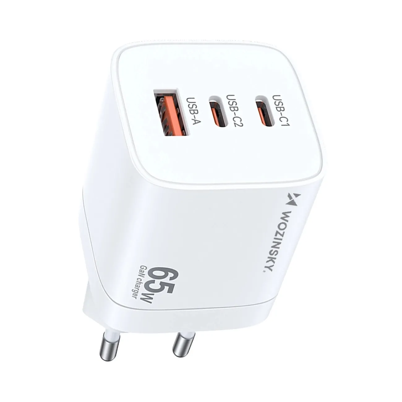 Ładowarka sieciowa Wozinsky CGWCW GaN USB-A 2x USB-C 65W Biały