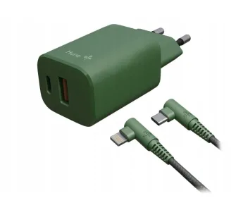 Ładowarka sieciowa Hune Eco USB-A USB-C 20W Zielony + Kabel USB-C-Lightning 1,2m