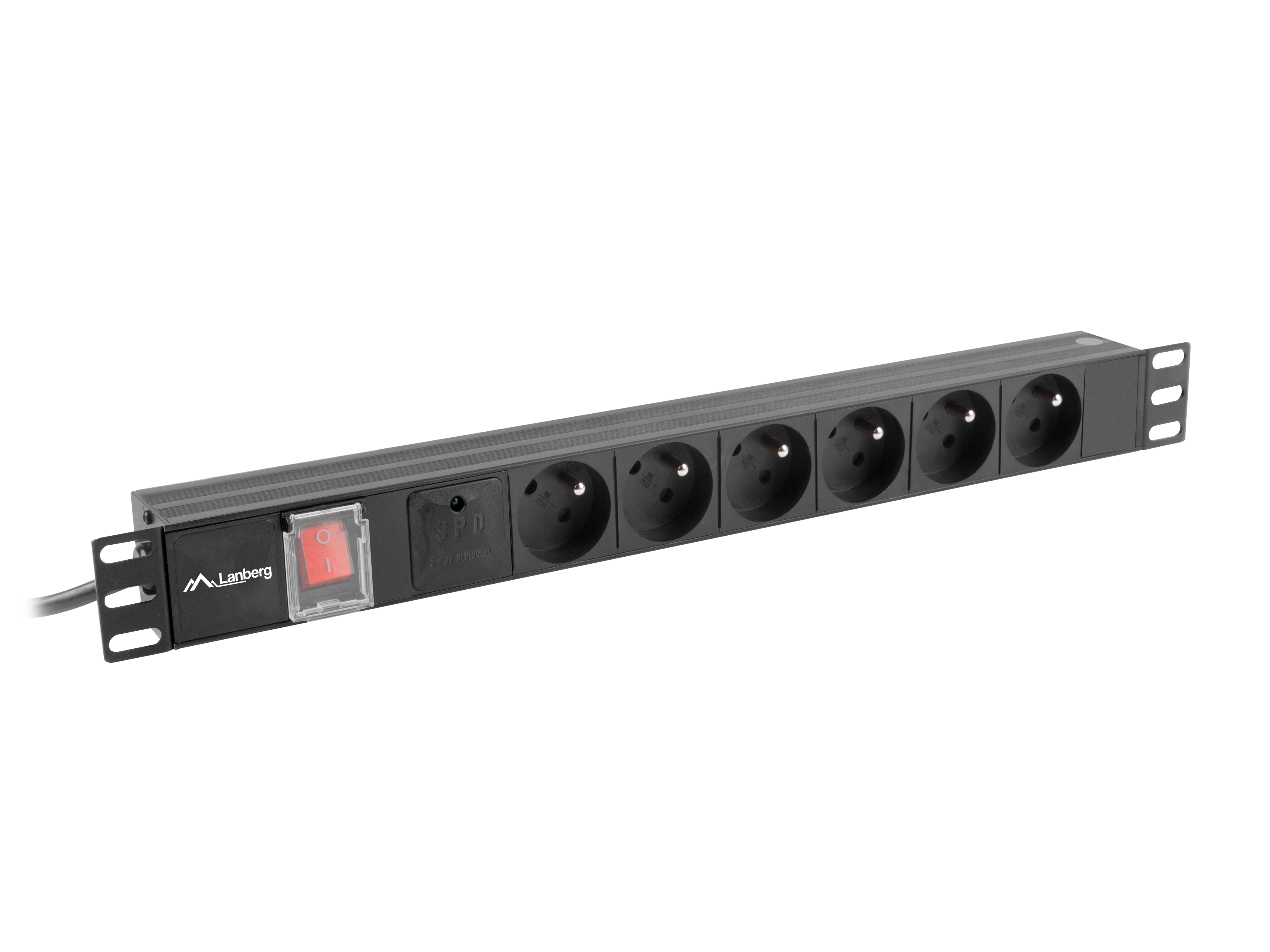 Listwa zasilająca Lanberg RACK PDU 19" 1U 16A 6x 230V PL Czarny 2m