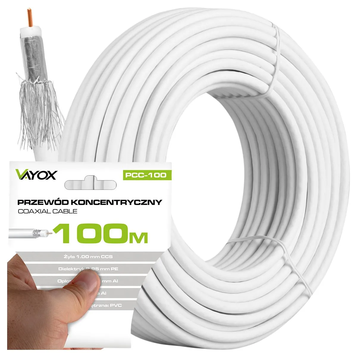 Kabel koncentryczny Vayox PCC-100 100m Biały