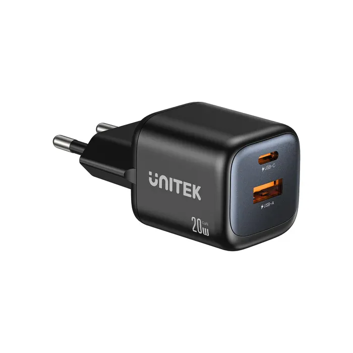 Ładowarka sieciowa Unitek P1128ABK01-EU USB-A USB-C 20W Czarny