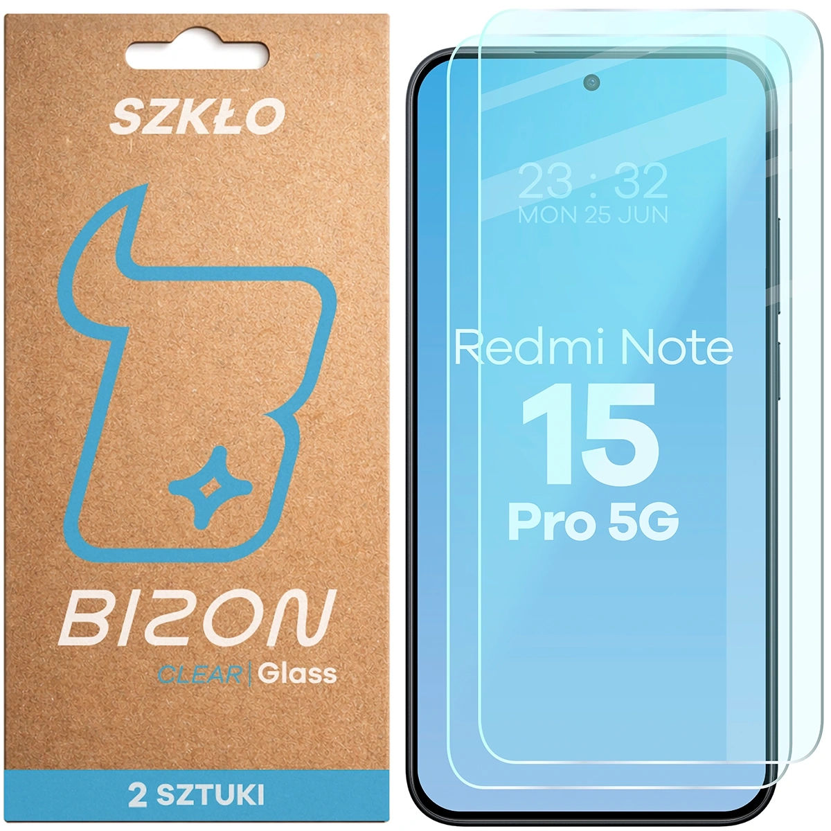 Szkło hartowane Bizon na ekran Glass Clear Duo do Xiaomi Redmi Note 15 Pro 5G 2 sztuki