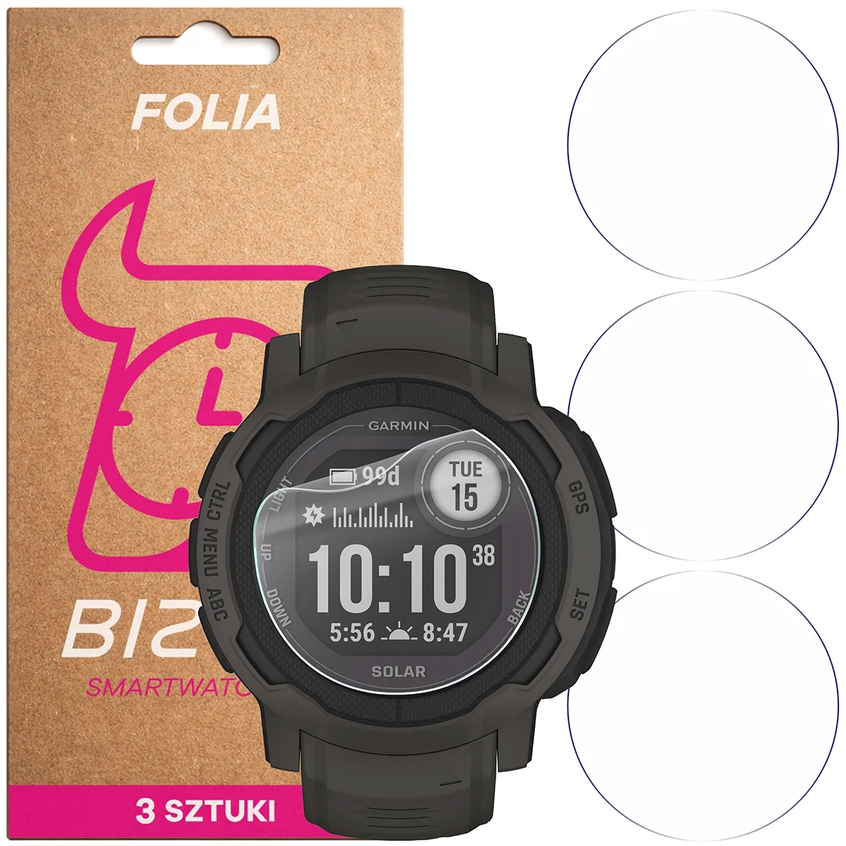 Folia hydrożelowa Bizon Watch Film HydroFlex do Garmin Instinct 2 Solar