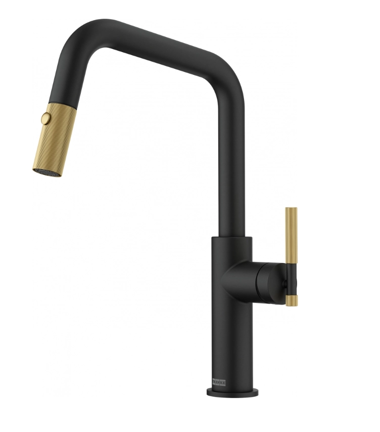 Bateria Franke Maris Stripes U pull-out Czarny mat/złoty Mosiądz