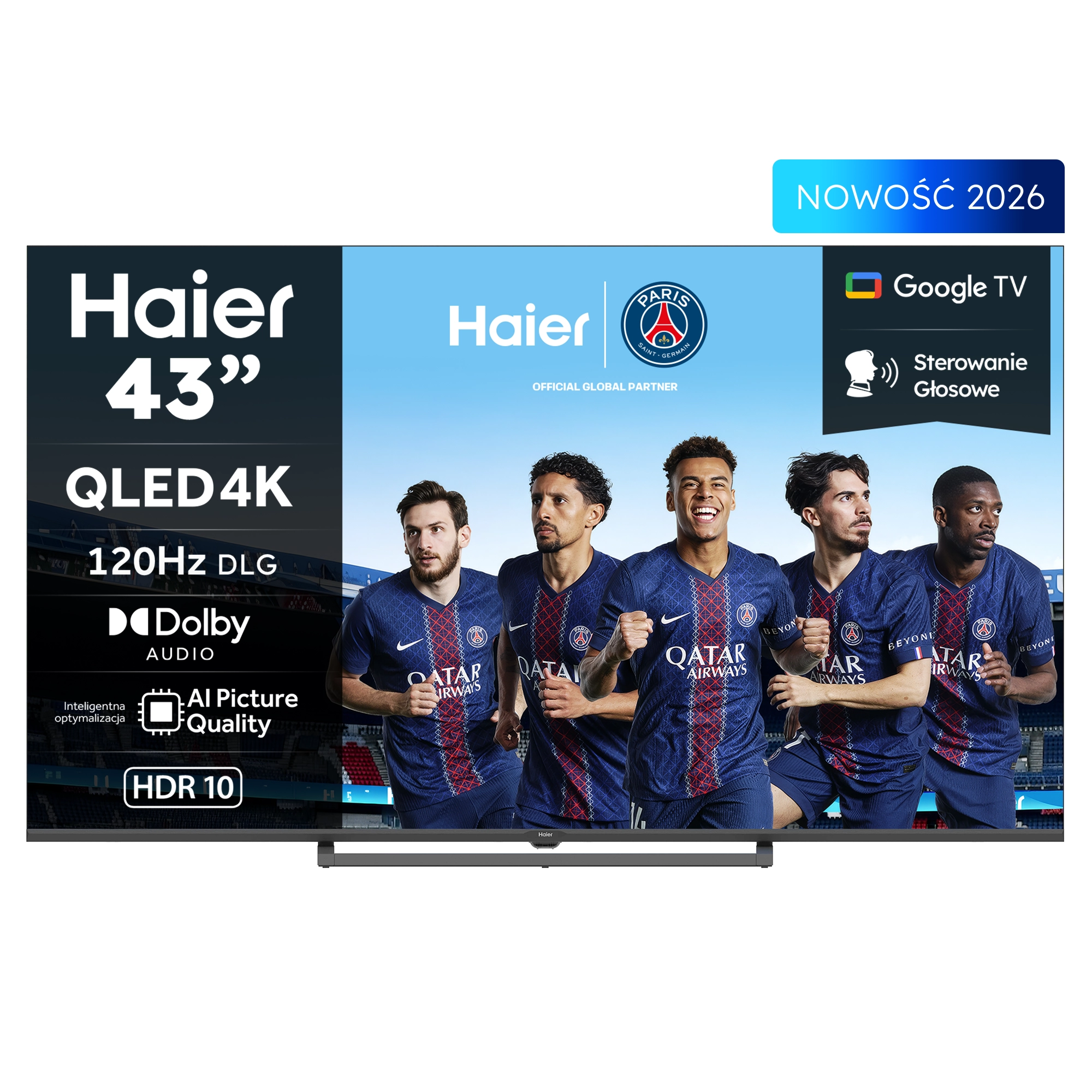 Telewizor Haier H43S80GUX 43" QLED 4K 120Hz DLG Google TV  Dolby Audio HDMI 2.1 DVB-T2