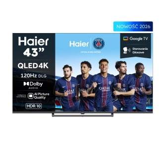 Telewizor Haier H43S80GUX 43" QLED 4K Google TV Funkcje AI Dolby Vision Dolby Audio HDMI 2.1 DVB-T2