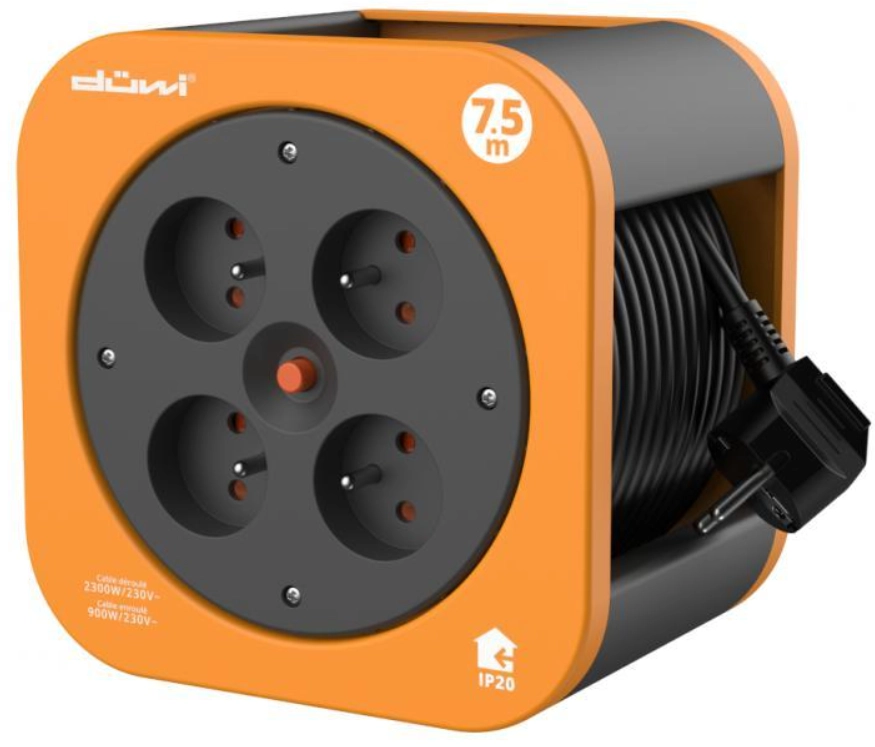 Przedłużacz bębnowy Duwi 3G1,0 7,5m