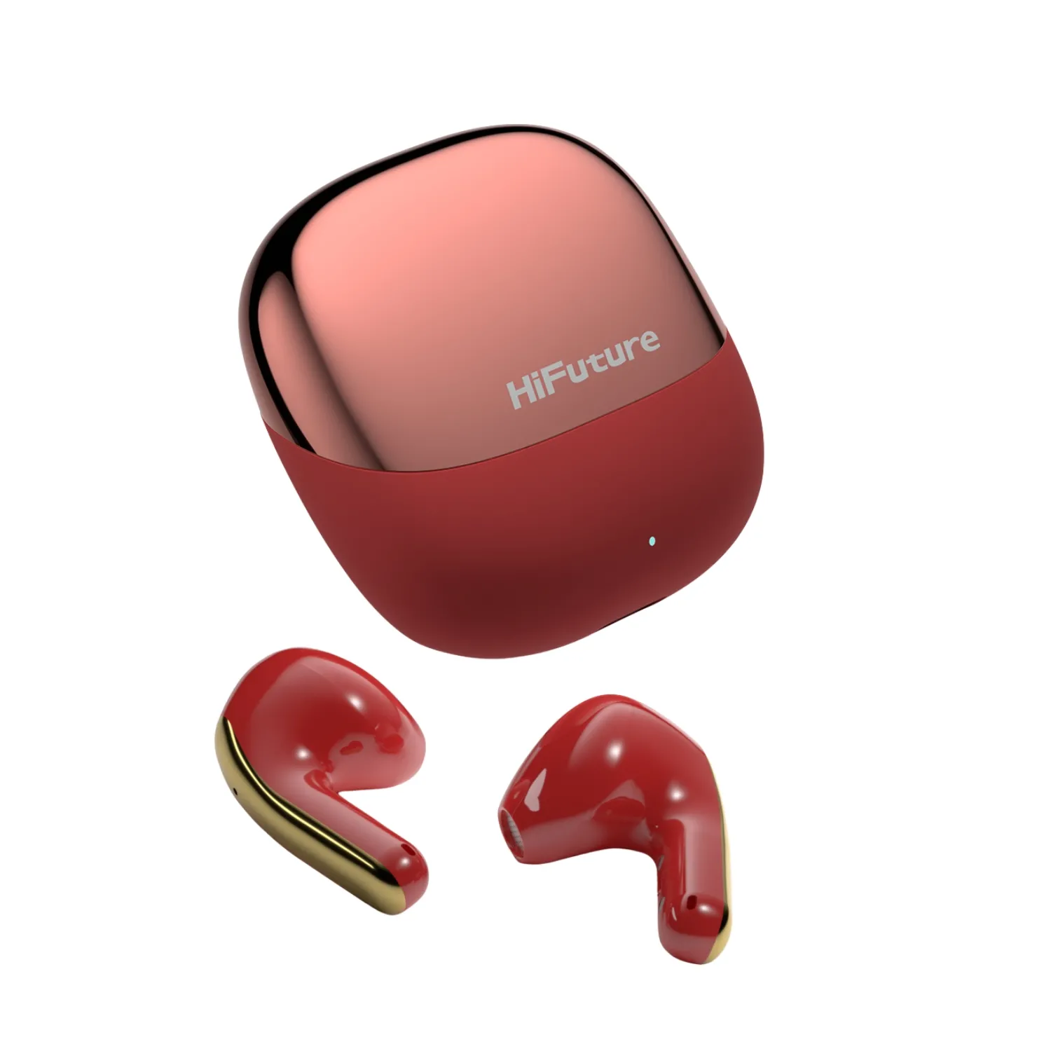 Słuchawki bezprzewodowe HiFuture ChromeBuds Douszne z system 4 mikrofonów + ENC Bluetooth 5.4 Czerwony