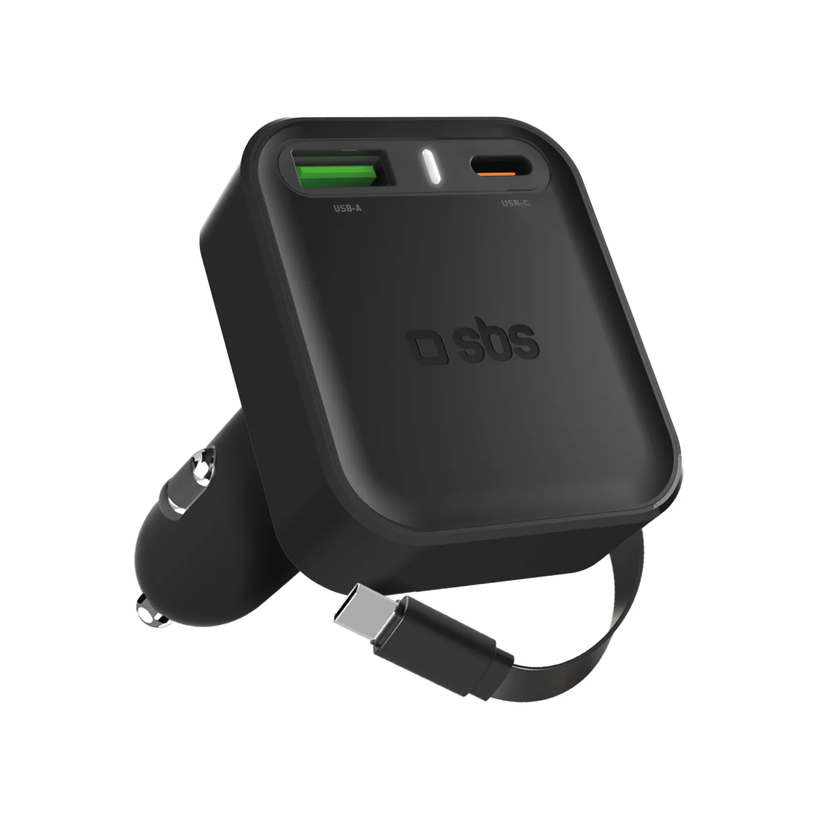 Ładowarka samochodowa SBS PD USB-C USB-A 65W z kablem USB-C 60cm Czarny