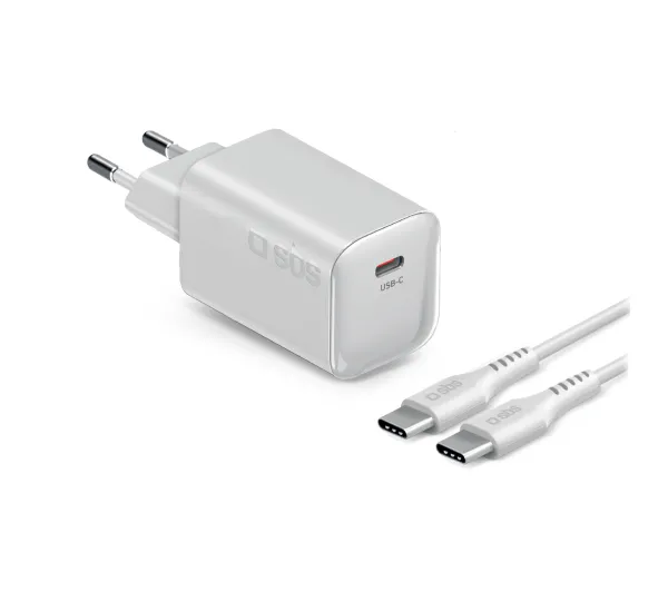 Ładowarka sieciowa SBS 70W GaN PD 3.0 USB-C + kabel 2m Biały