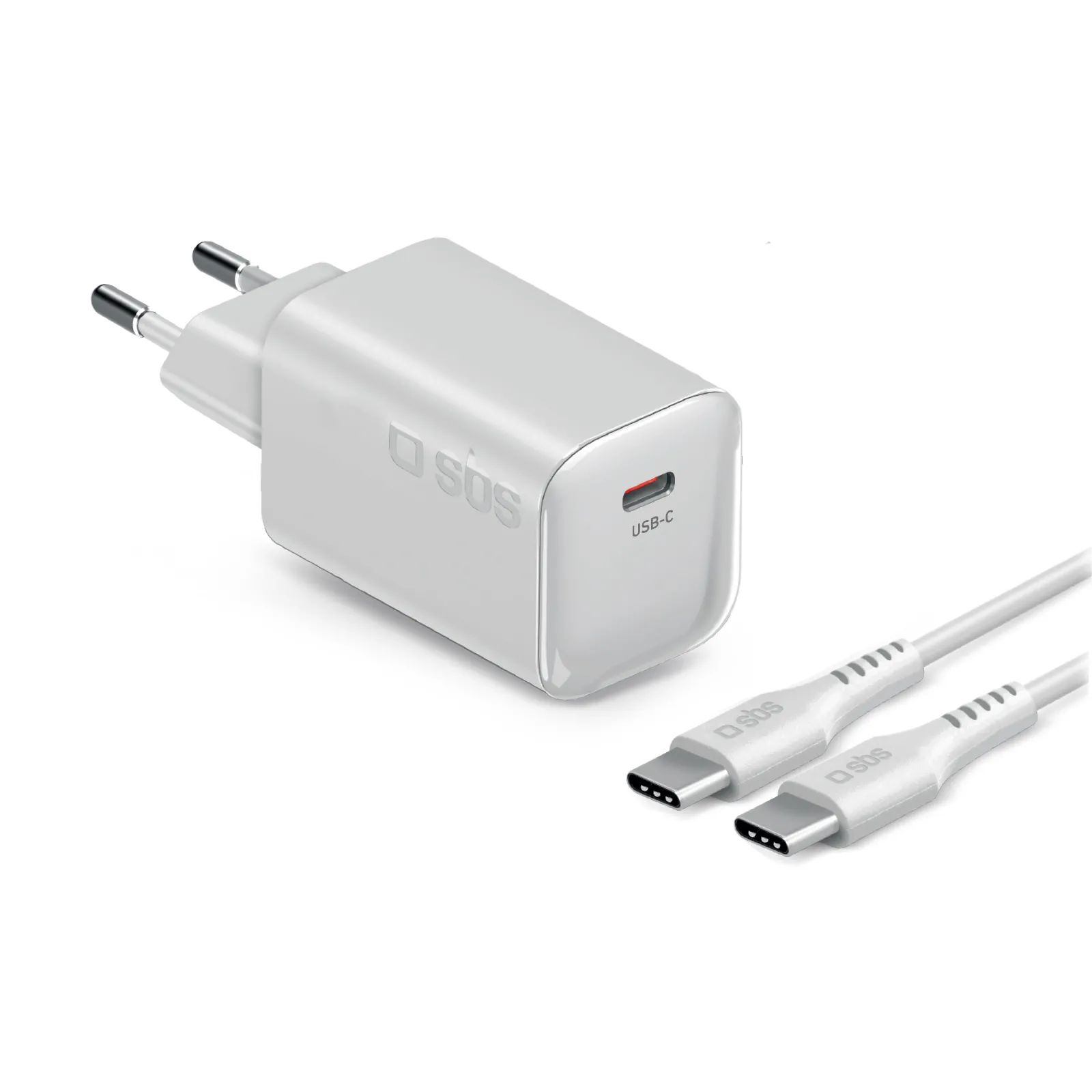 Ładowarka sieciowa SBS Mini GaN PD USB-C 70W Biały + kabel USB-C
