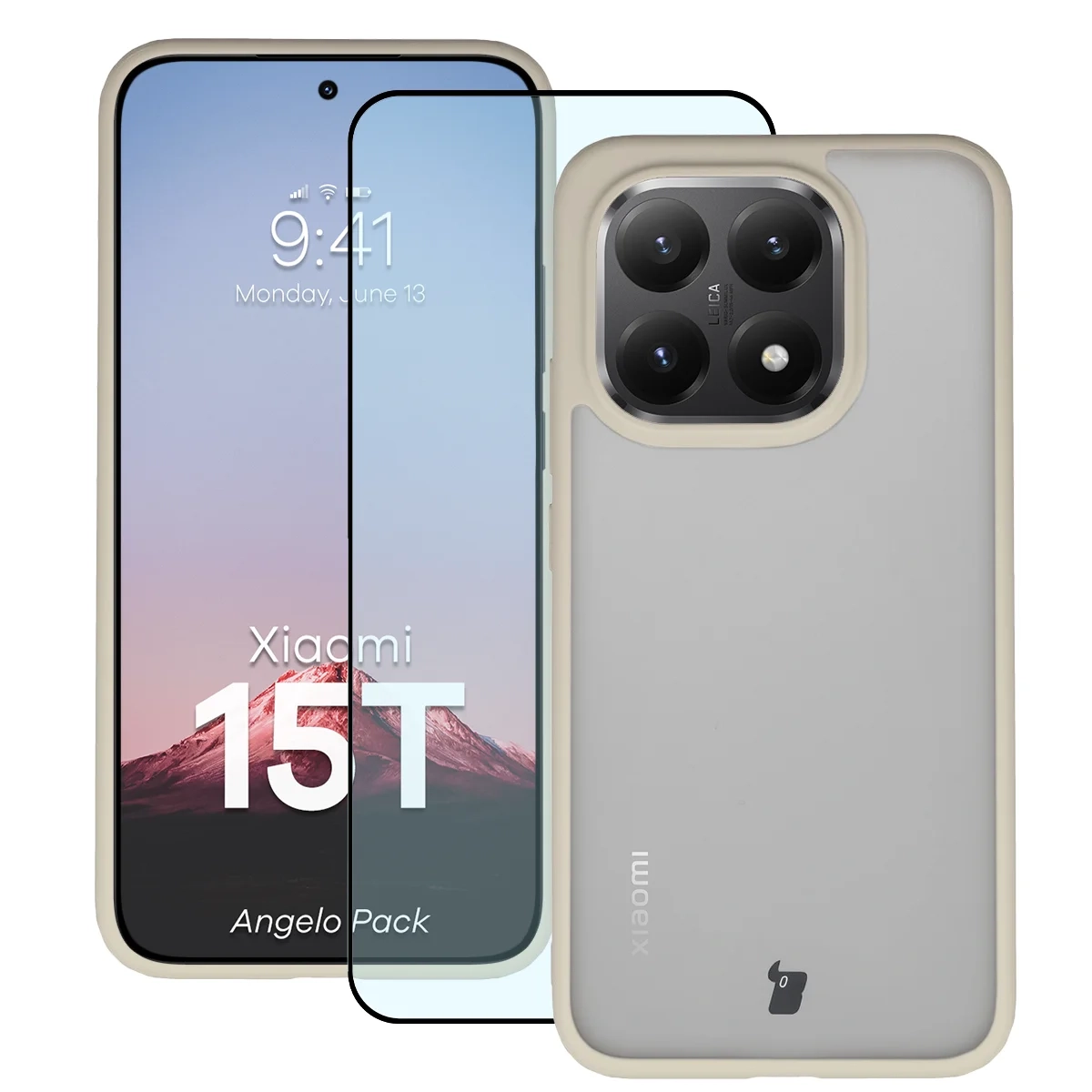 Szkło hartowane Bizon Angelo Pack do Xiaomi 15T Beżowy