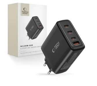Ładowarka sieciowa Tech-Protect NC100W-GAN QC3.0 PD USB-A 3x USB-C 100W Czarny