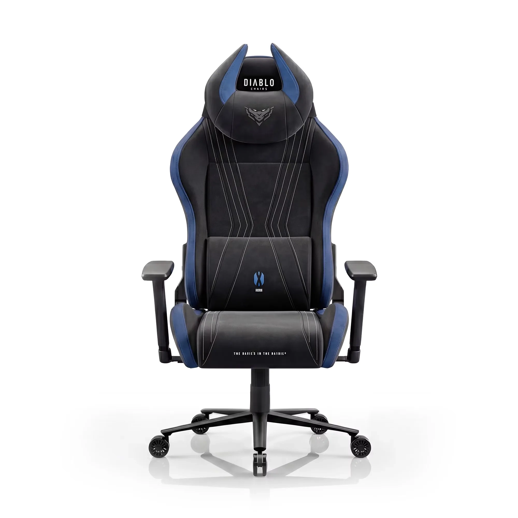 Fotel Diablo Chairs X-Horn 2.0 Normal Size Night Blue Gamingowy do 140kg Tkanina Czarno-Niebieski
