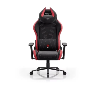 Fotel Diablo Chairs X-Horn 2.0 Normal Size Bloody Mary Gamingowy do 140kg Tkanina Czarno-Czerwony