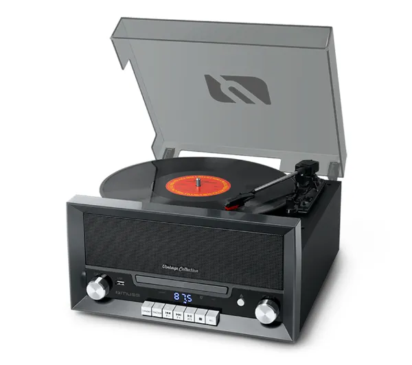Muse MT-110 DS Półautomatyczny Napęd bezpośredni Bluetooth Odtwarzacz CD Czarno-srebrny