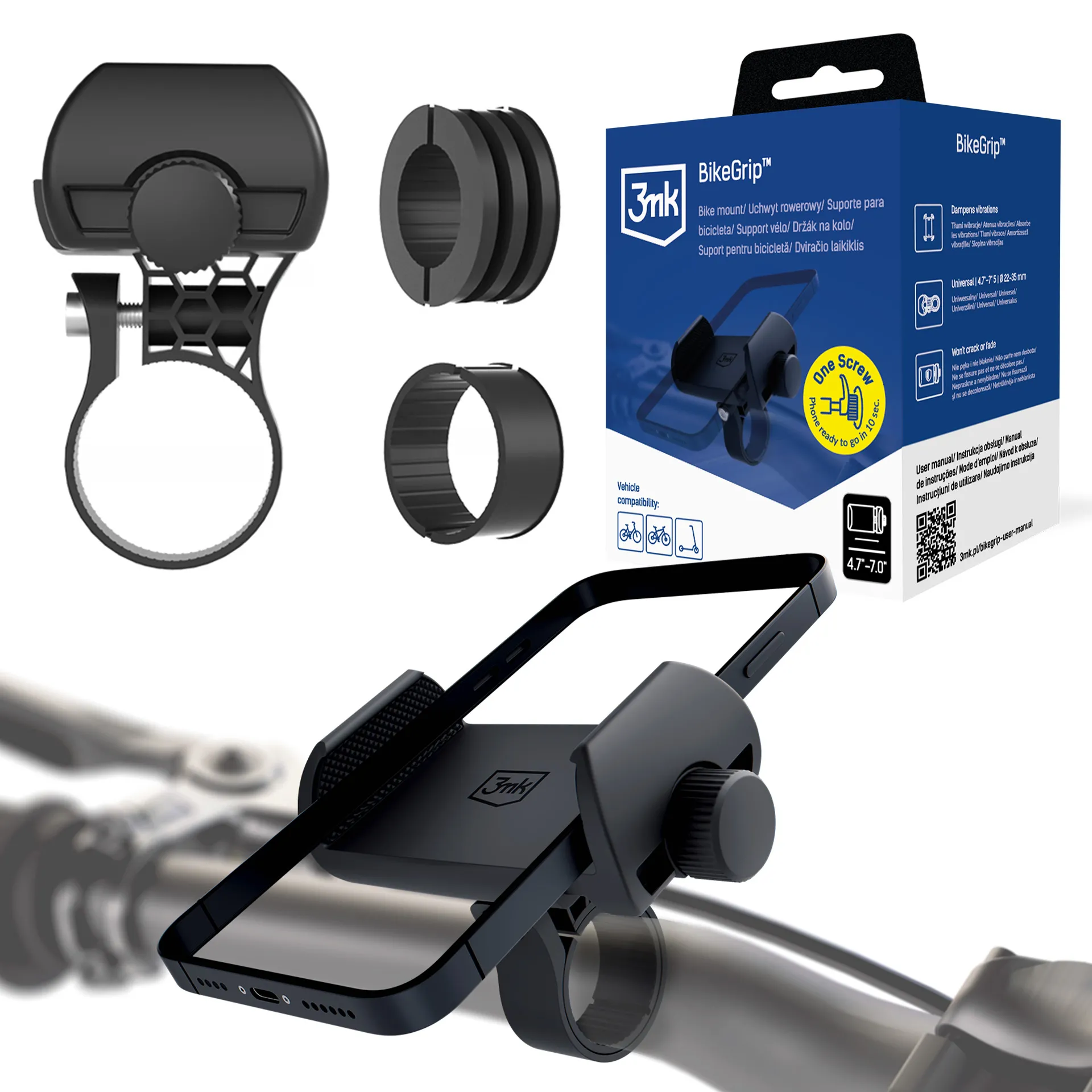 Uchwyt 3mk BikeGrip Czarny