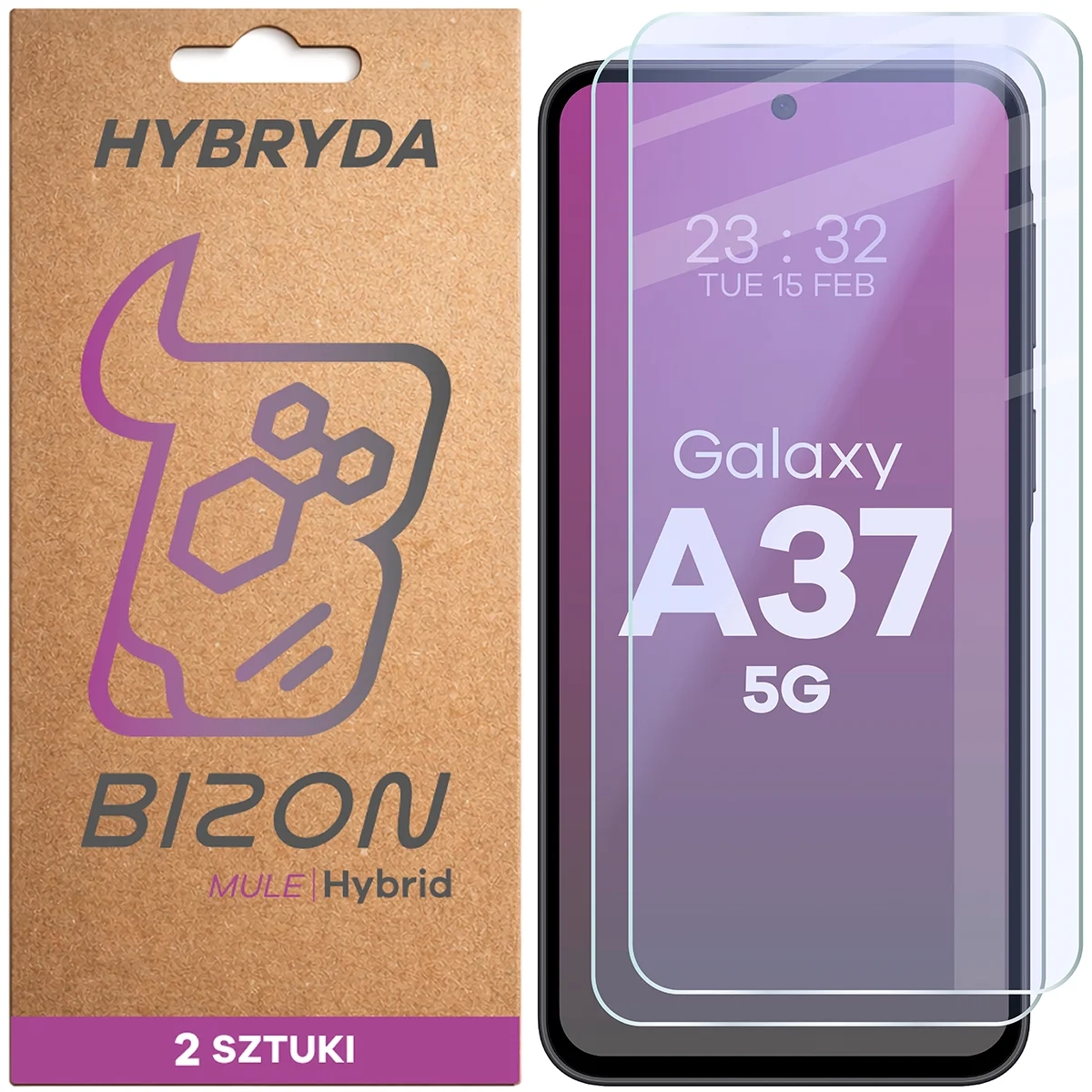 Szkło hybrydowe Bizon elastyczne Hybrid Mule Duo do Galaxy A37 5G 2 sztuki