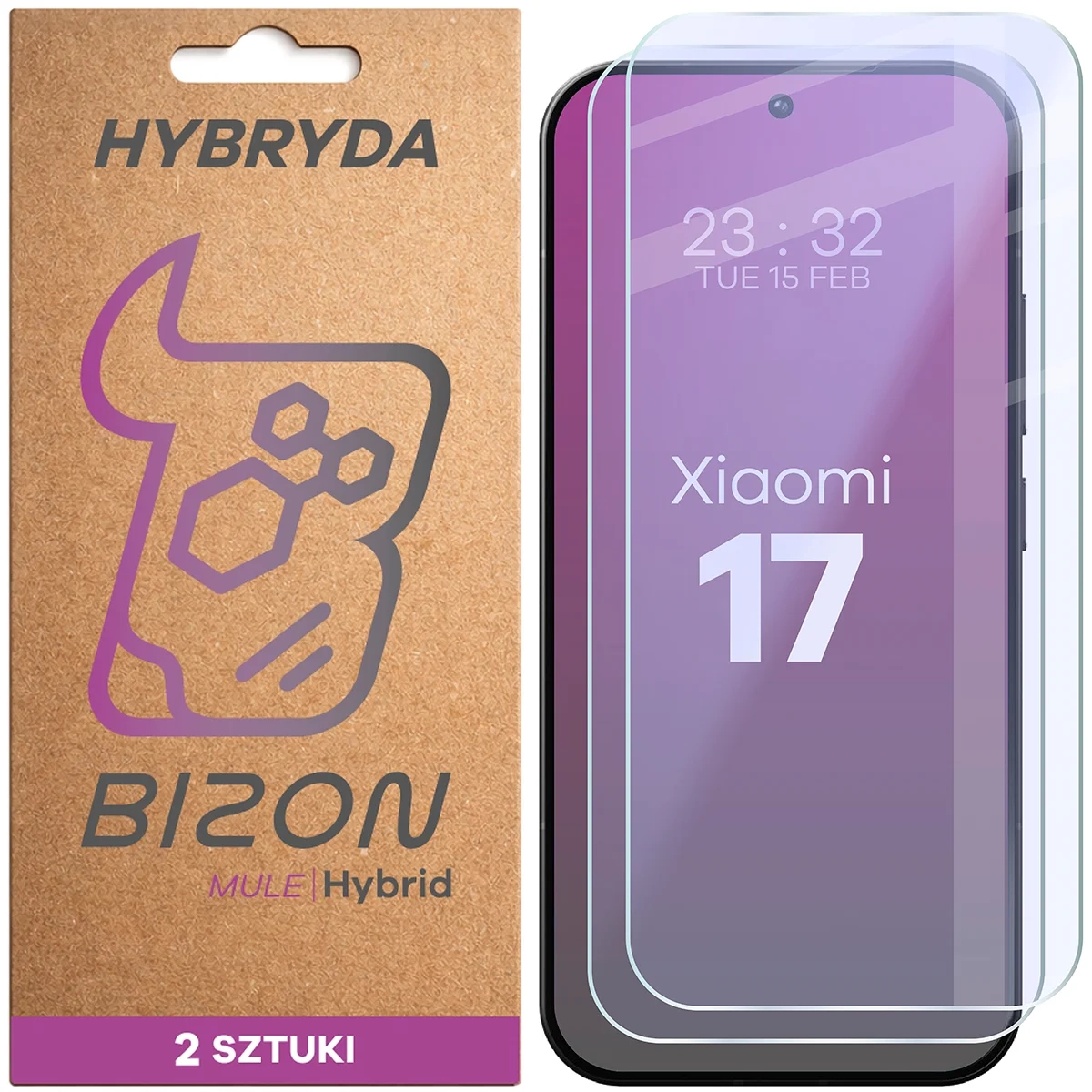 Szkło hybrydowe Bizon elastyczne Hybrid Mule Duo do Xiaomi 17 2 sztuki
