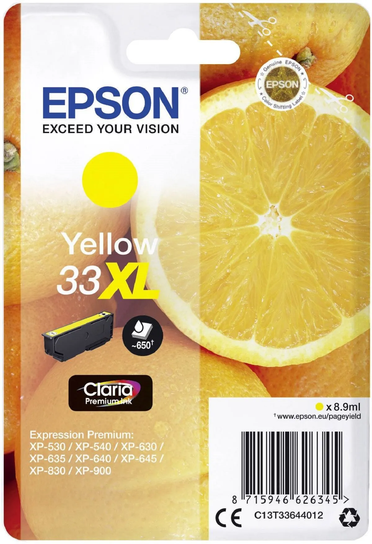 Tusz Epson T3364 33XL Żółty 8,9 ml C13T33644012
