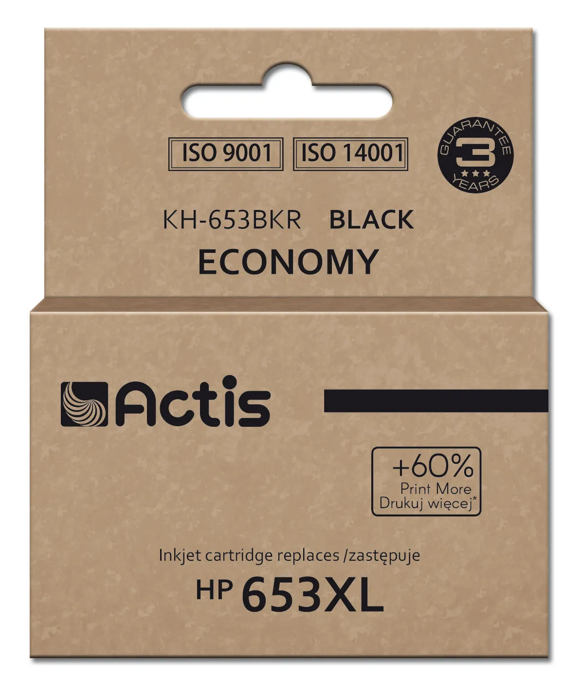 Tusz Actis KH-653BKR (zamiennik 653 XL 3YM75AE) Czarny 20 ml
