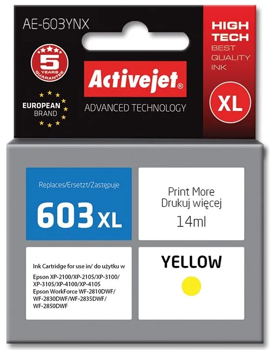 Tusz ActiveJet AE-603YNX (zamiennik 603XL) Żółty 14 ml