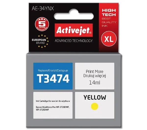 ActiveJet AE-34YNX (zamiennik 34XL T3474) Żółty 14 ml