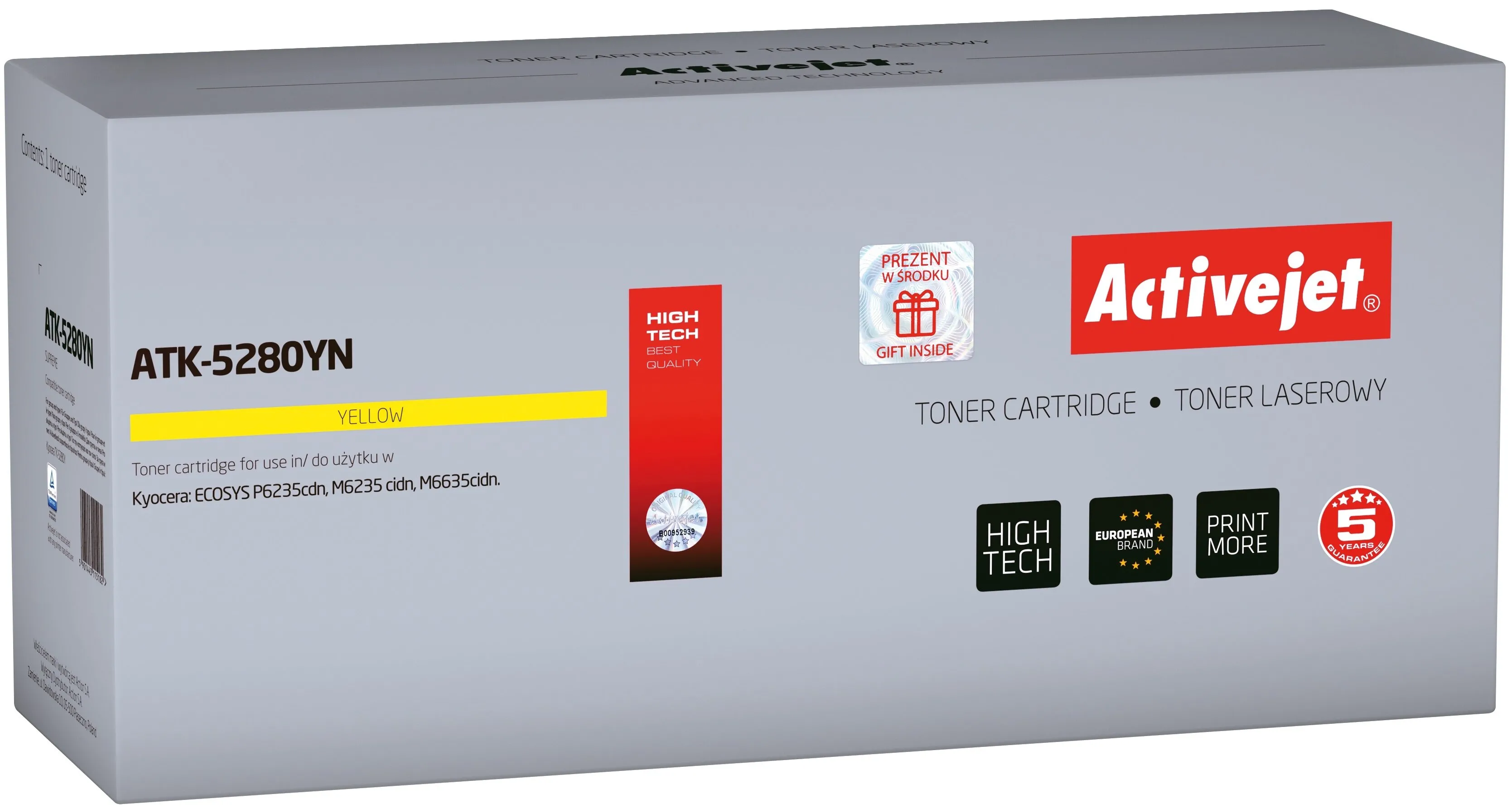 Toner ActiveJet ATK-5280YN (zamiennik TK-5280Y) Żółty