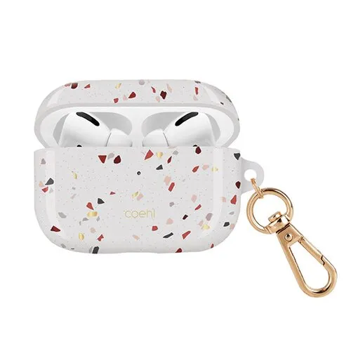 Etui na słuchawki UNIQ Coehl Terrazzo do Apple AirPods Pro Biały Wzór